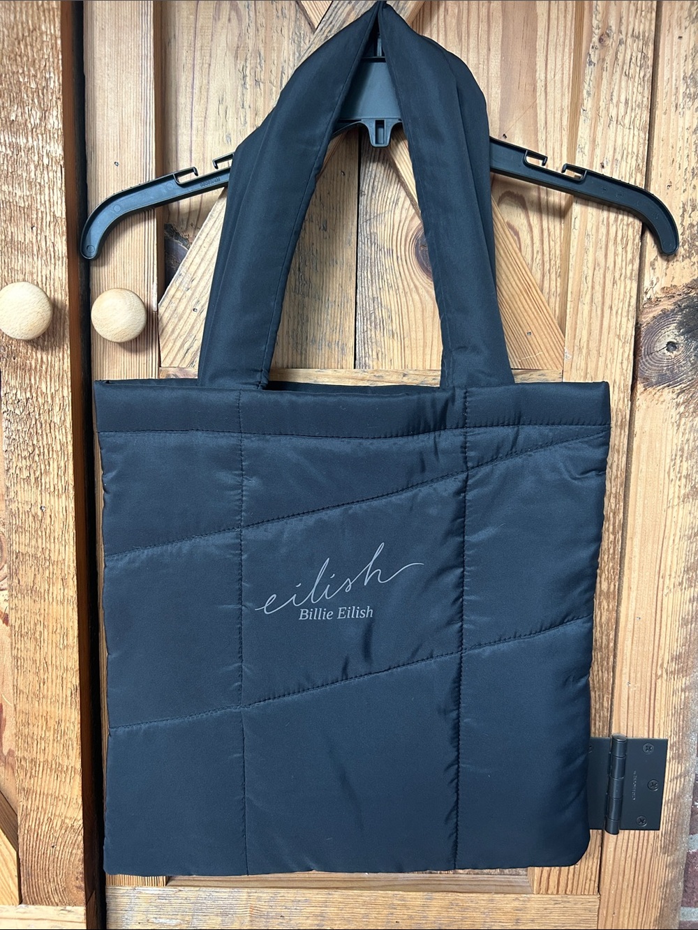 Billie Eilish Black Puffer-Quilted 90’s/Y2K inspired shoulder Tote bag 14x14